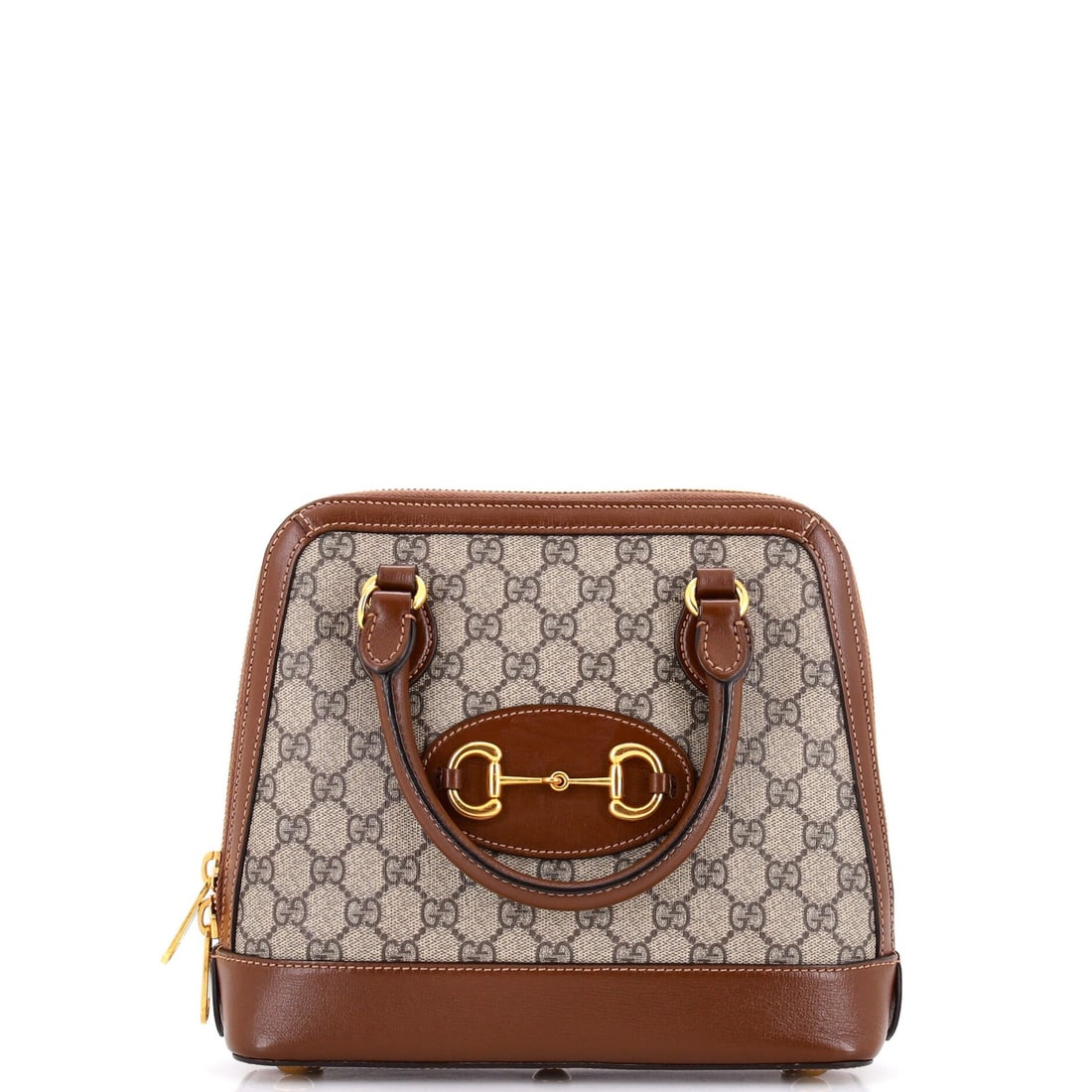 Gucci Horsebit 1955 Small Top Handle Bag in GG Coated Canvas and Leather: Gucci Horsebit 1955 Small Top Handle Bag in GG Coated Canvas and Leather Experience the timeless elegance of Gucci's iconic Horsebit 1955 Small Top Handle Bag, crafted from luxurious GG Coated Canvas