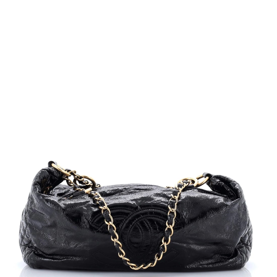 Medium Chanel Rock and Chain Bowler Patent Vinyl: Medium Chanel Rock and Chain Bowler Patent Vinyl A true fashion icon, the Medium Chanel Rock and Chain Bowler Patent Vinyl is a statement piece that exudes luxury and sophistication. With its sleek pa