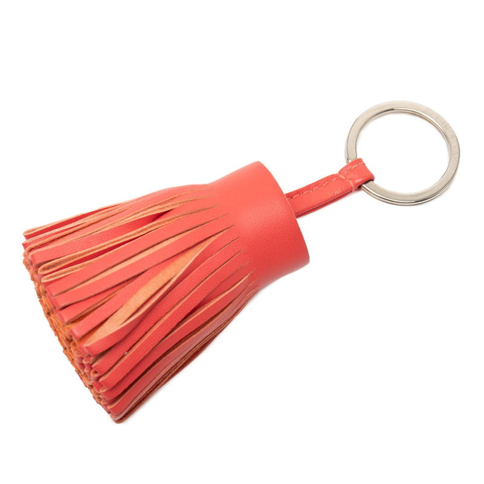 Hermes Agneau Milo Keyring: Hermes Agneau Milo Keyring A delicate touch of luxury is yours with the Hermes Agneau Milo Keyring, featuring the iconic brand's signature pink hue and sleek design. Made from high-quality Agneau