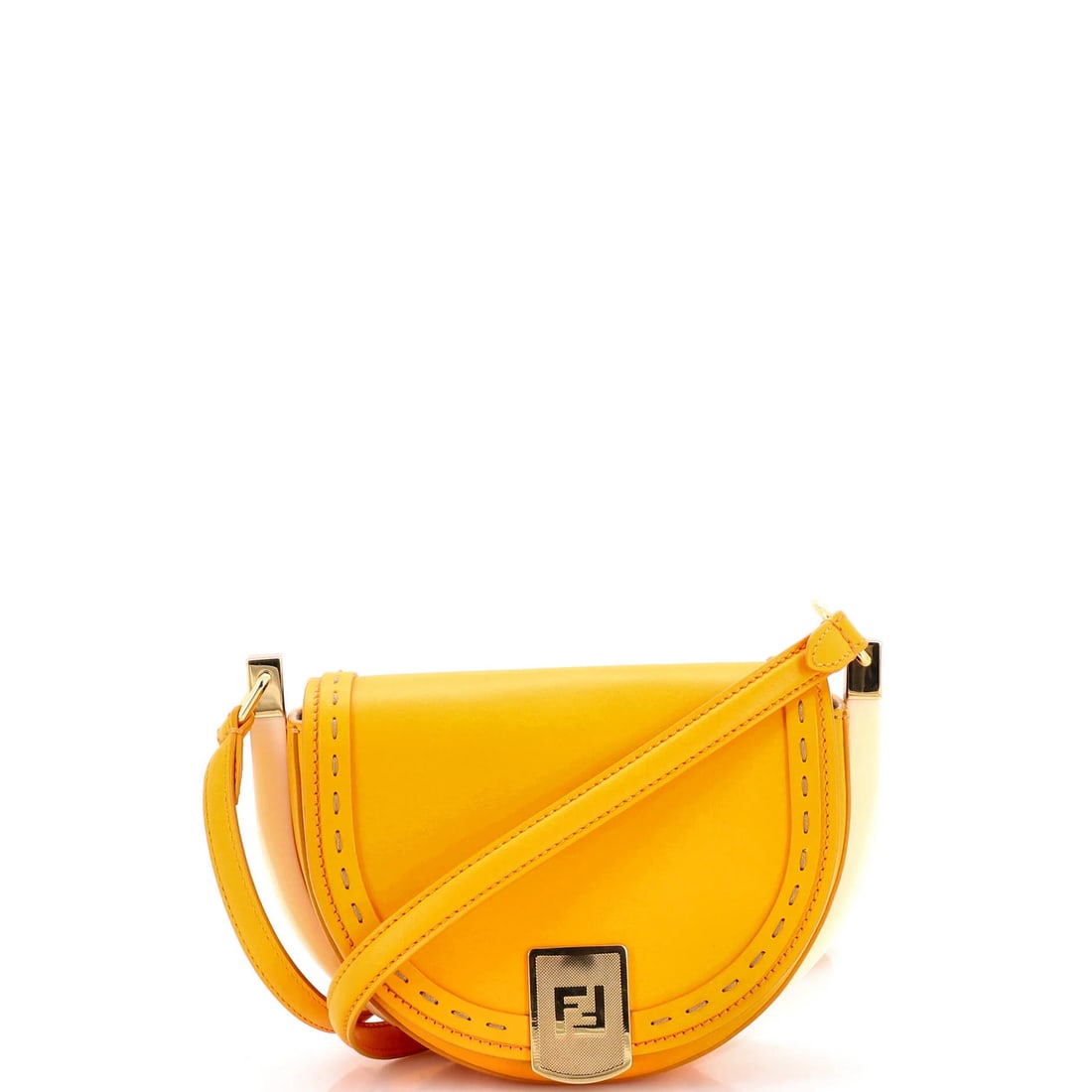Detail Fendi Moonlight Flap Bag Leather with Plexiglass: Detail Fendi Moonlight Flap Bag Leather with Plexiglass Experience the iconic Fendi Moonlight Flap Bag, boasting sleek leather exterior with vibrant orange hue and striking plexiglass accents that