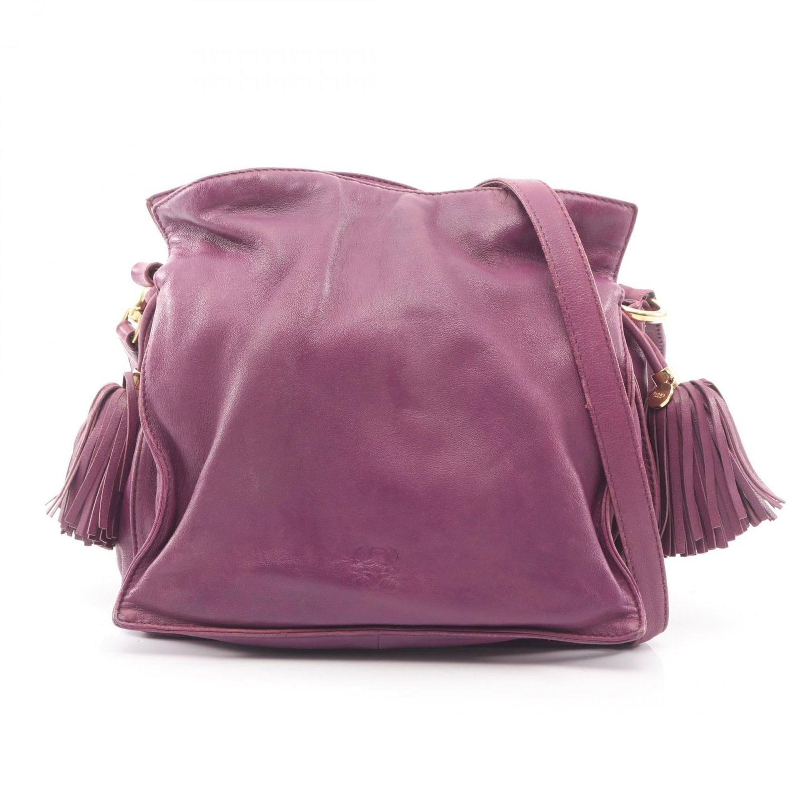 Loewe Leather Shoulder Bag: Loewe Leather Shoulder Bag A stunning purple Loewe leather shoulder bag, perfect for adding a touch of sophistication to any outfit. With its classic design and premium materials, this pre-loved handb