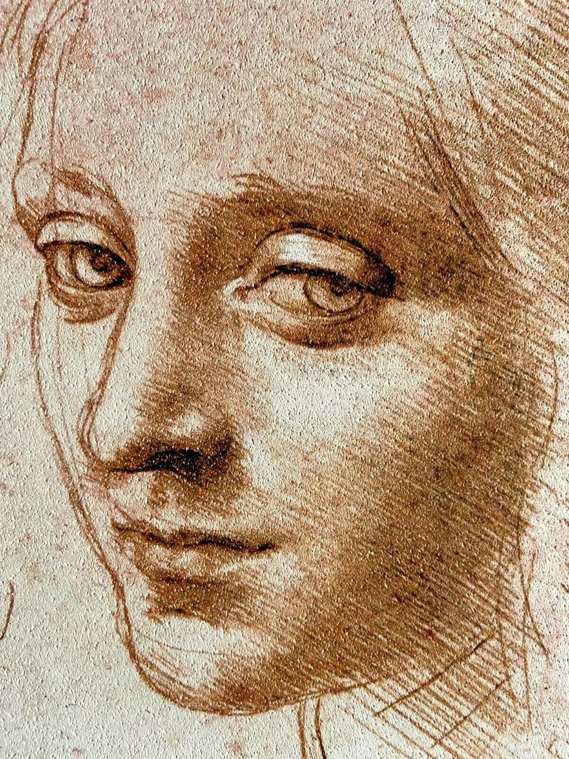 Pastel Leonardo Da Vinci Lithograph From A Numbered: Pastel Leonardo Da Vinci Lithograph From A Numbered Own a rare and exquisite piece of art history, 'Study for the Madonna of the Rocks', a stunning pastel lithograph by Leonardo da Vinci, printed in 1