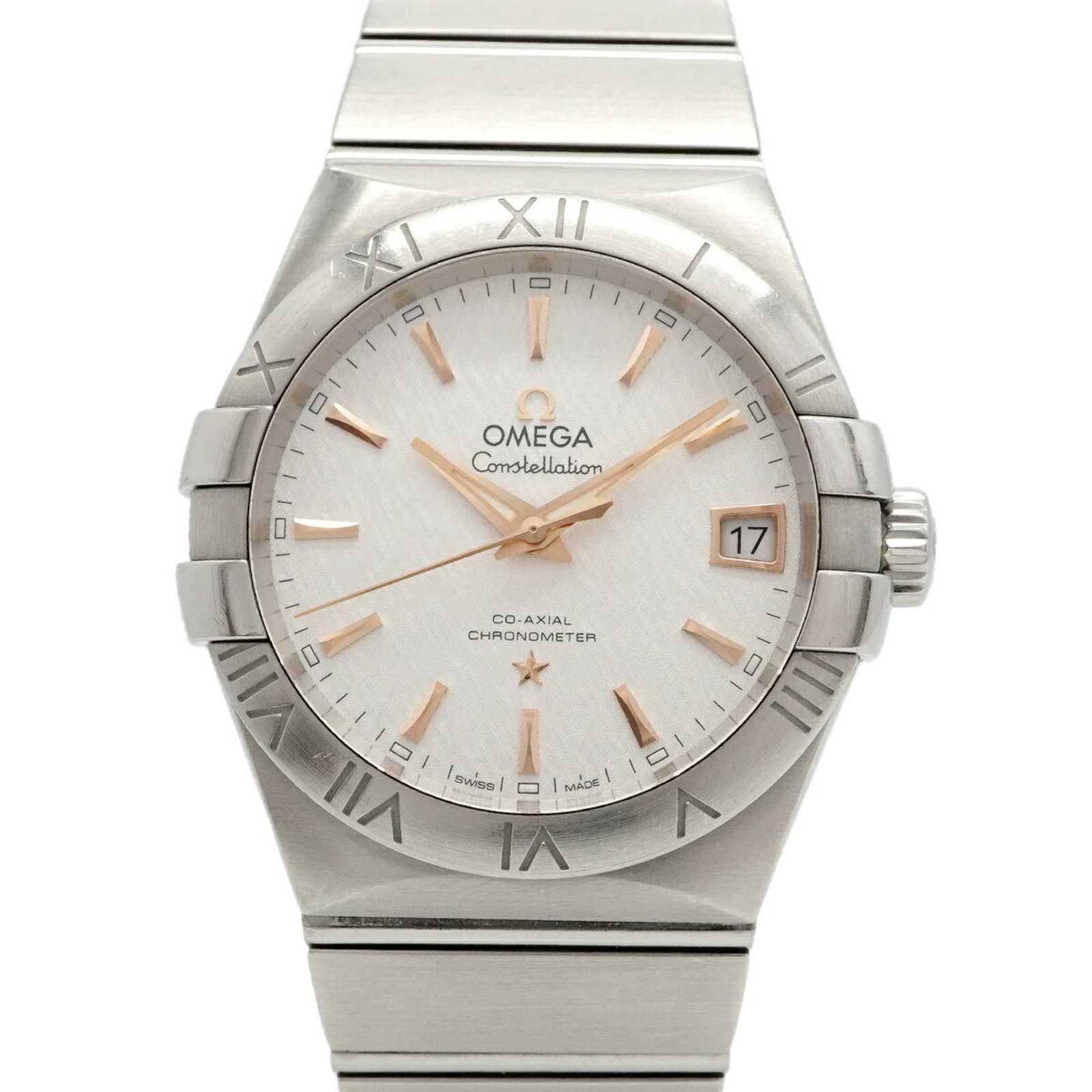 Wristwatch Omega: Wristwatch Omega A pre-owned Omega wristwatch, perfect for those who appreciate classic style and precision timekeeping. With its stainless steel band, white dial, and 38mm case diameter, this watch e