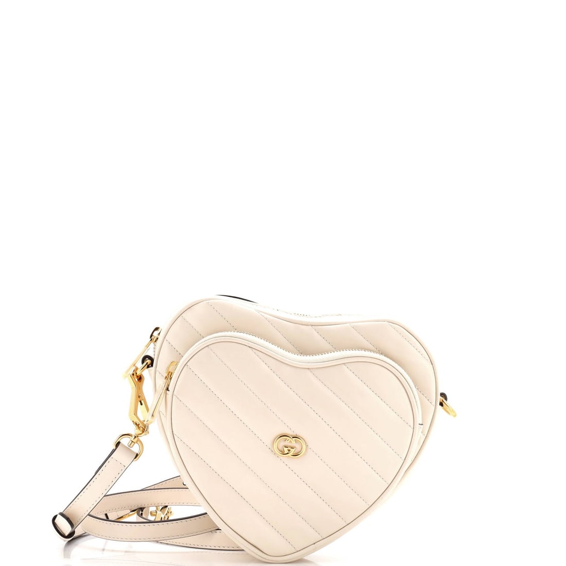 Gucci Interlocking G Heart Mini Quilted Leather Shoulder Bag: Gucci Interlocking G Heart Mini Quilted Leather Shoulder Bag Elevate your everyday with the iconic Gucci Interlocking G Heart Mini Quilted Leather Shoulder Bag, boasting a timeless neutral exterior an