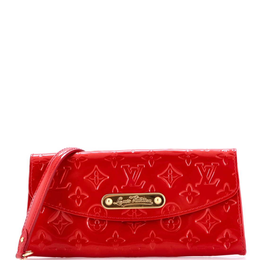 Louis Vuitton Sunset Boulevard Monogram Vernis Handbag: Louis Vuitton Sunset Boulevard Monogram Vernis Handbag Own the iconic Sunset Boulevard Monogram Vernis handbag from Louis Vuitton, boasting a striking red patent leather exterior with gold hardware an