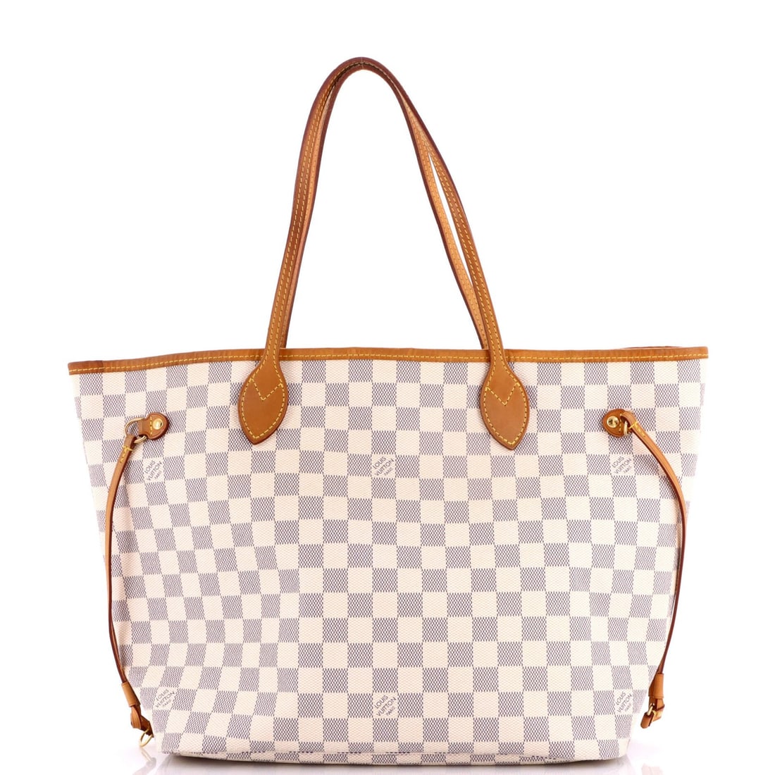 Louis Vuitton Neverfull Tote in Damier MM: Louis Vuitton Neverfull Tote in Damier MM A timeless and iconic Louis Vuitton Neverfull Tote in pristine white Damier MM canvas, boasting clean lines, classic design, and exceptional quality. With