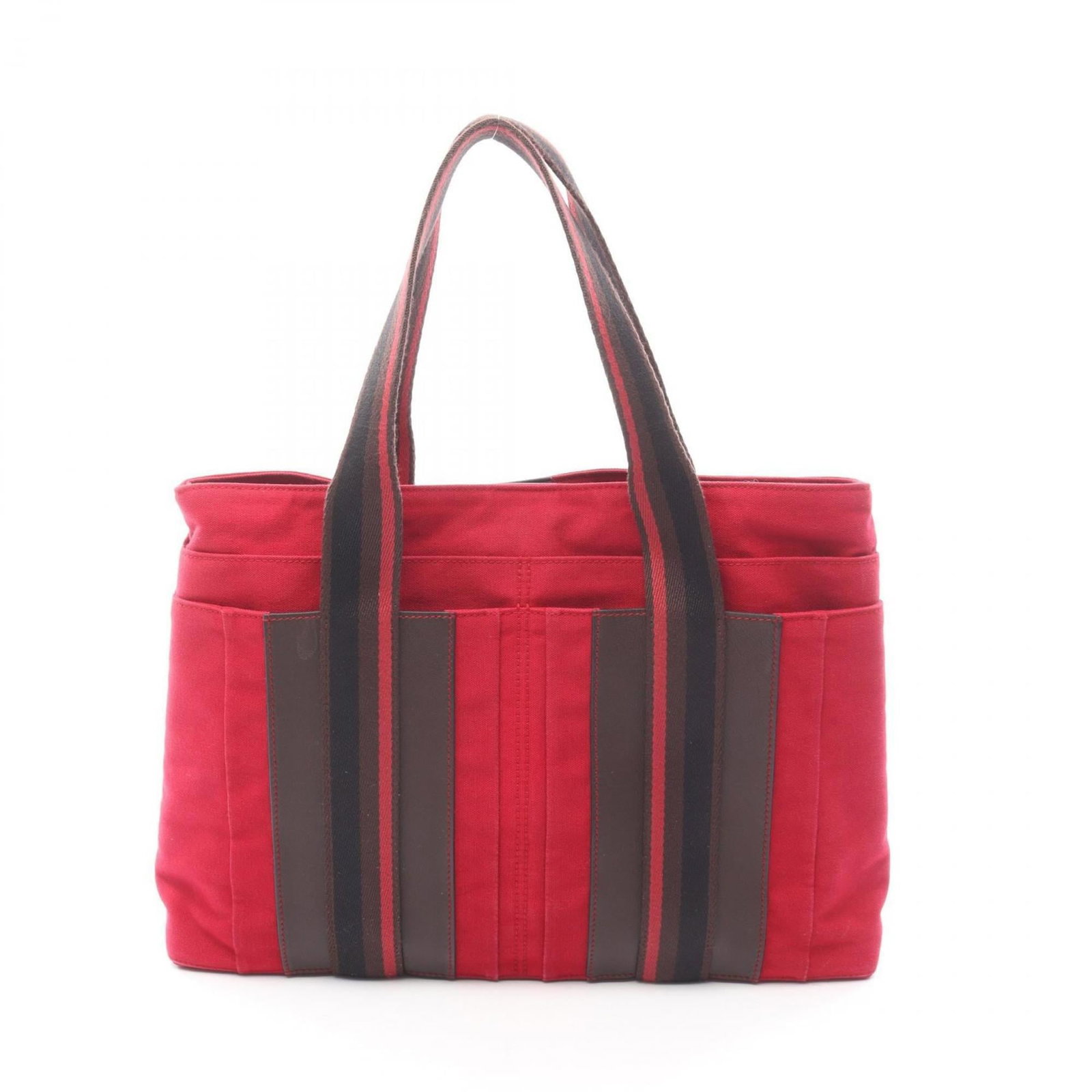 Hermes Canvas Tote Bag: Hermes Canvas Tote Bag A timeless and stylish Hermes canvas tote bag in black, brown, or red, featuring classic silver hardware and a spacious interior perfect for daily errands or weekend getaways. W