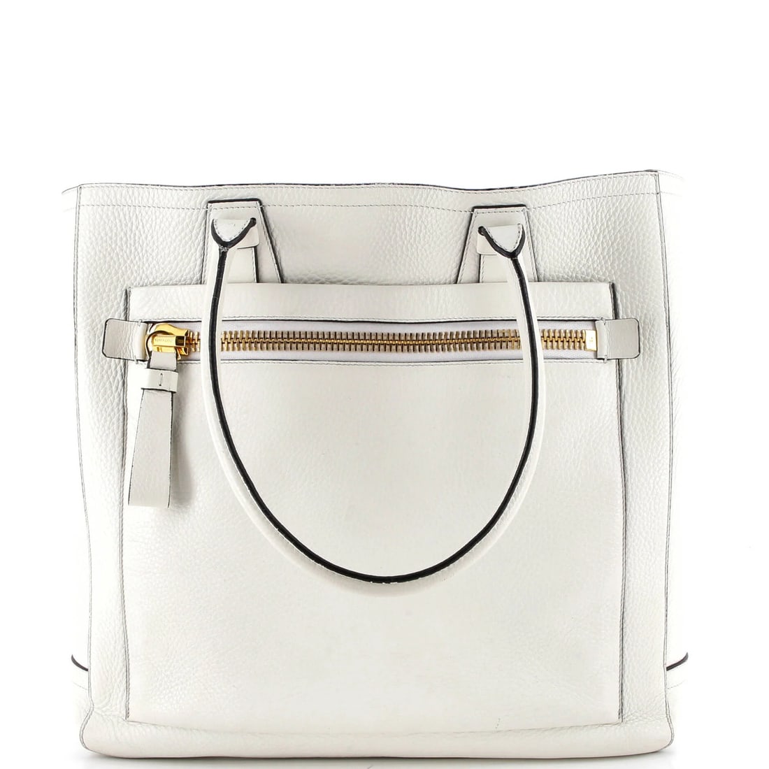 Tom Ford Summer Large Pebbled Leather Tote: Tom Ford Summer Large Pebbled Leather Tote Experience the epitome of luxury with the Tom Ford Summer Large Pebbled Leather Tote, boasting a stunning white exterior adorned with intricate pebbled leath