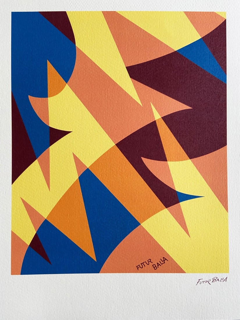 Numbered Giacomo Balla Lithograph Biennale 1968: Numbered Giacomo Balla Lithograph Biennale 1968 Experience the dynamic energy of Italian Futurism with Giacomo Balla's rare lithograph, "Forza lines n.10", created in 1968 for the Venice Biennale.