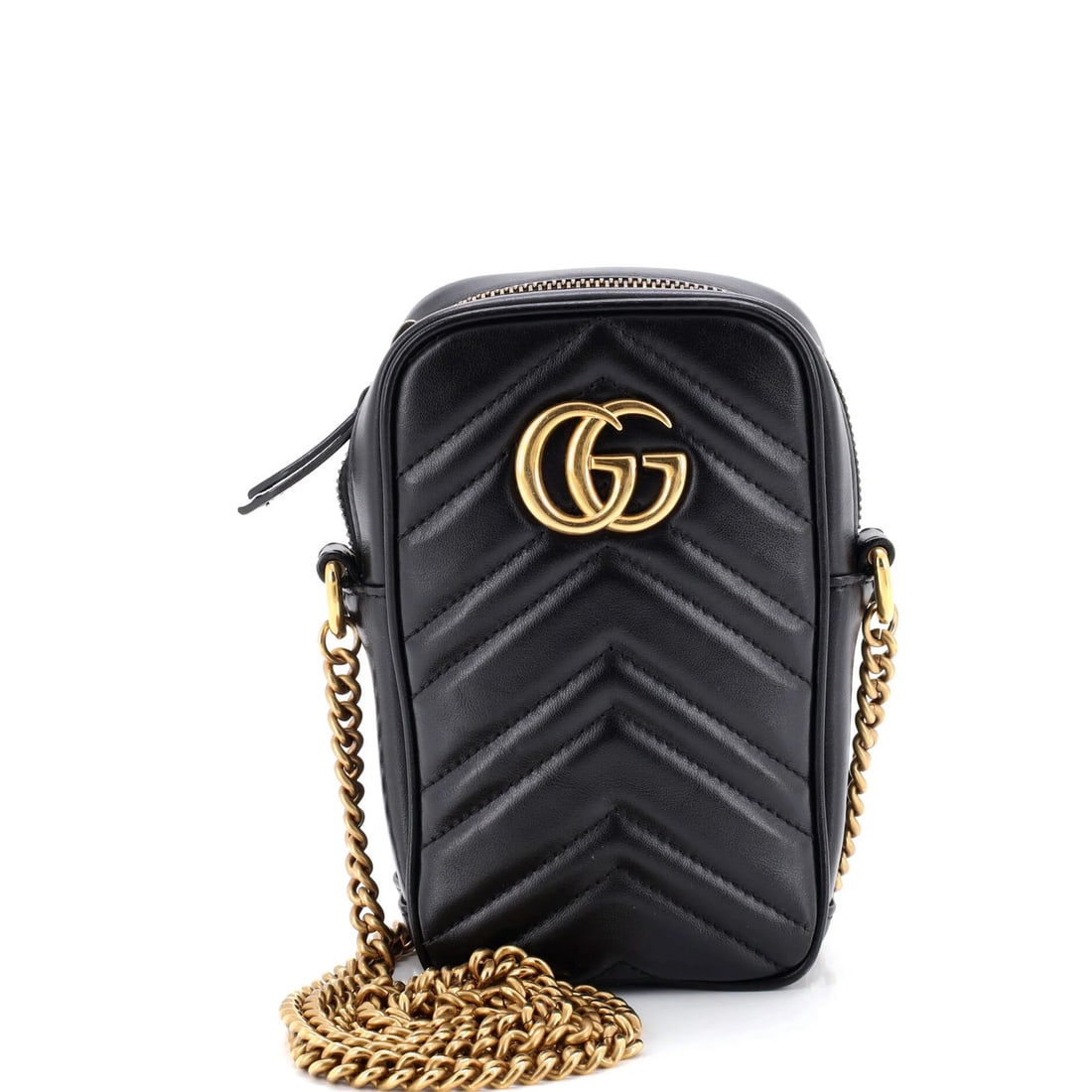 Gucci GG Marmont Mini Matelasse Leather Crossbody Bag: Gucci GG Marmont Mini Matelasse Leather Crossbody Bag Elevate your everyday with the iconic Gucci GG Marmont Mini Matelasse Leather Crossbody Bag, boasting sleek black exterior and neutral interior in