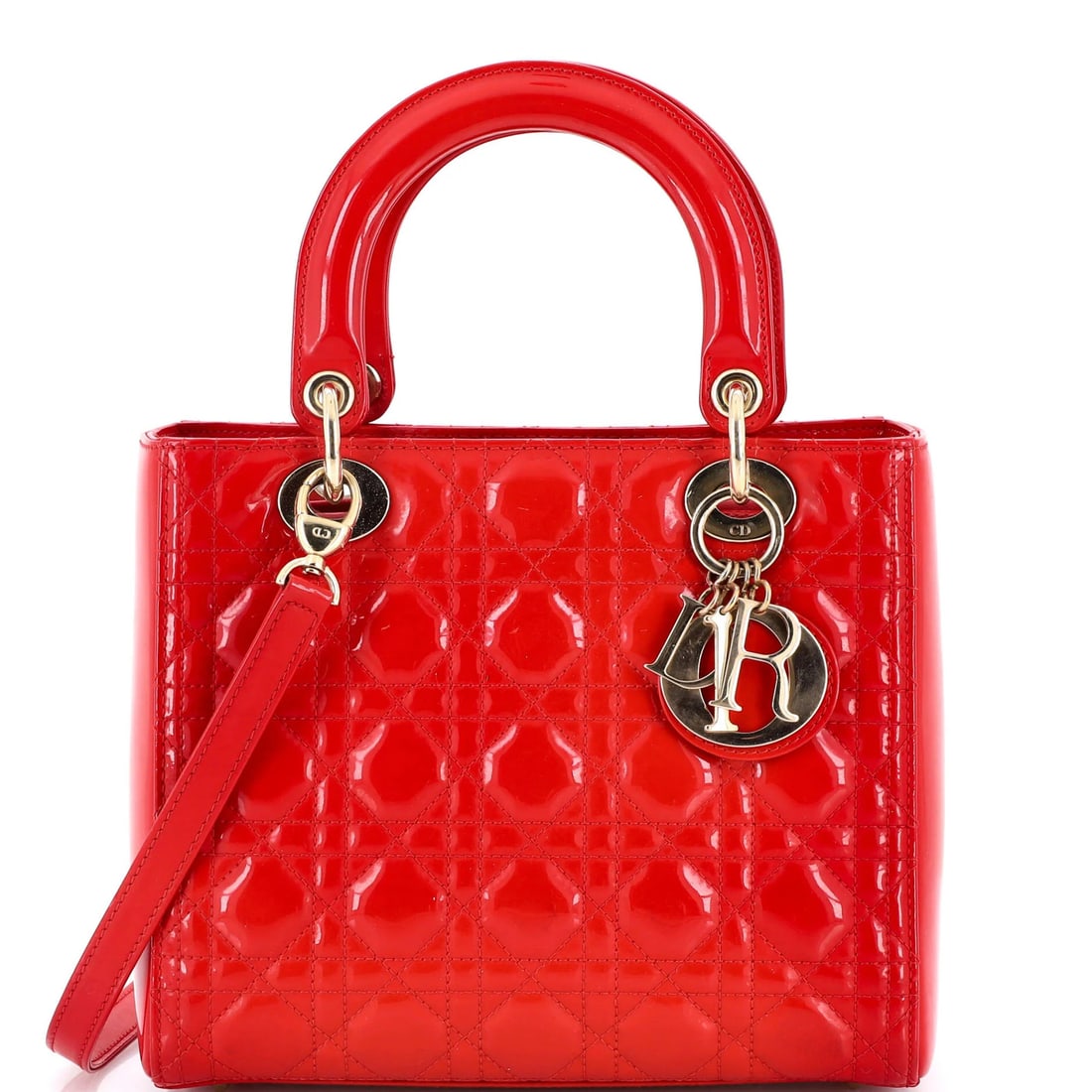 Christian Dior Lady Bag Cannage Quilt Patent Medium: Christian Dior Lady Bag Cannage Quilt Patent Medium The iconic Christian Dior Lady Bag Cannage Quilt Patent Medium is a stunning piece of luxury handbag craftsmanship, boasting sleek patent leather ex