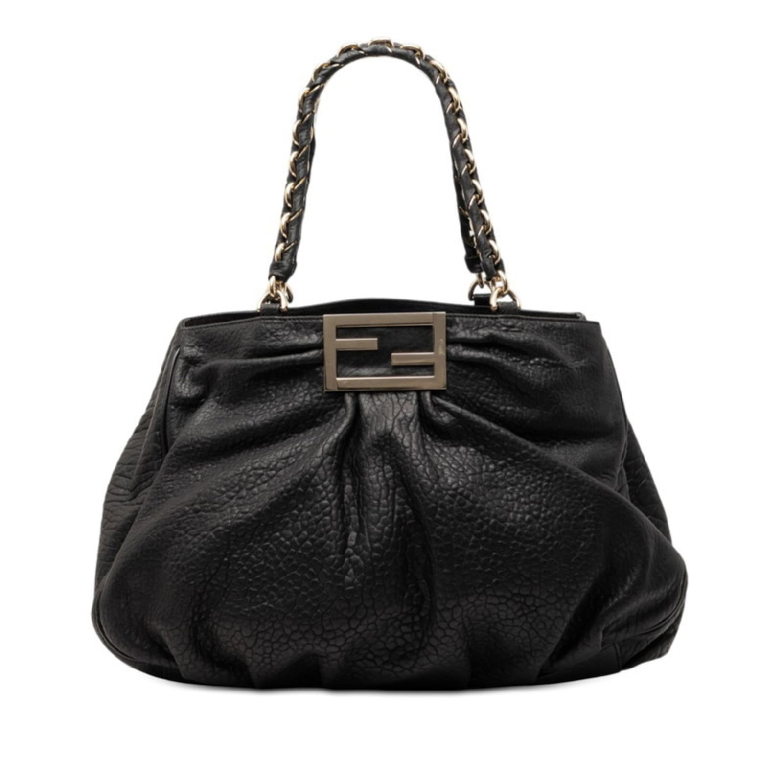 Fendi Leather Shoulder and Tote Bag: Fendi Leather Shoulder and Tote Bag Elevate your style with the timeless elegance of Fendi's luxurious leather shoulder and tote bag, boasting sleek black leather with subtle scratches and scuffs that