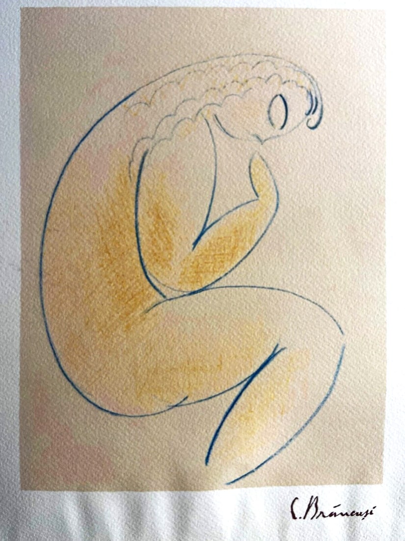 Paul Klee - Constantin Brancusi Lithograph 1968 Published Op: Paul Klee - Constantin Brancusi Lithograph 1968 Published Op A rare and striking lithograph by Paul Klee, featuring the iconic artist's interpretation of Constantin Brancusi's "Nude sitting in profile