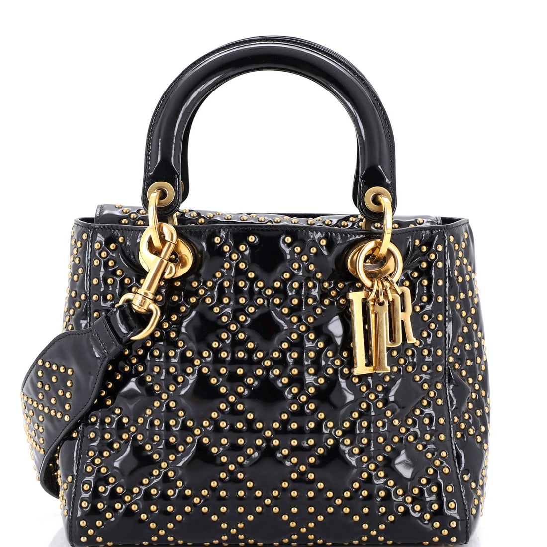 Christian Dior Supple Lady Bag Cannage Studded Patent Medium: Christian Dior Supple Lady Bag Cannage Studded Patent Medium The Christian Dior Supple Lady Bag is a stunning example of luxury craftsmanship, boasting a sleek patent leather exterior adorned with int