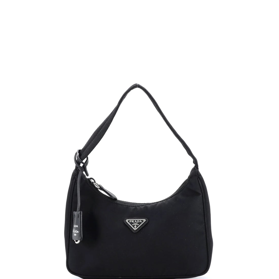 Mini Prada Re-Edition 2000 Hobo Tessuto: Mini Prada Re-Edition 2000 Hobo Tessuto A miniature version of the iconic Prada Hobo, this 2000 Re-Edition Tessuto Mini is a stylish and functional accessory that exudes luxury. With its sleek black n