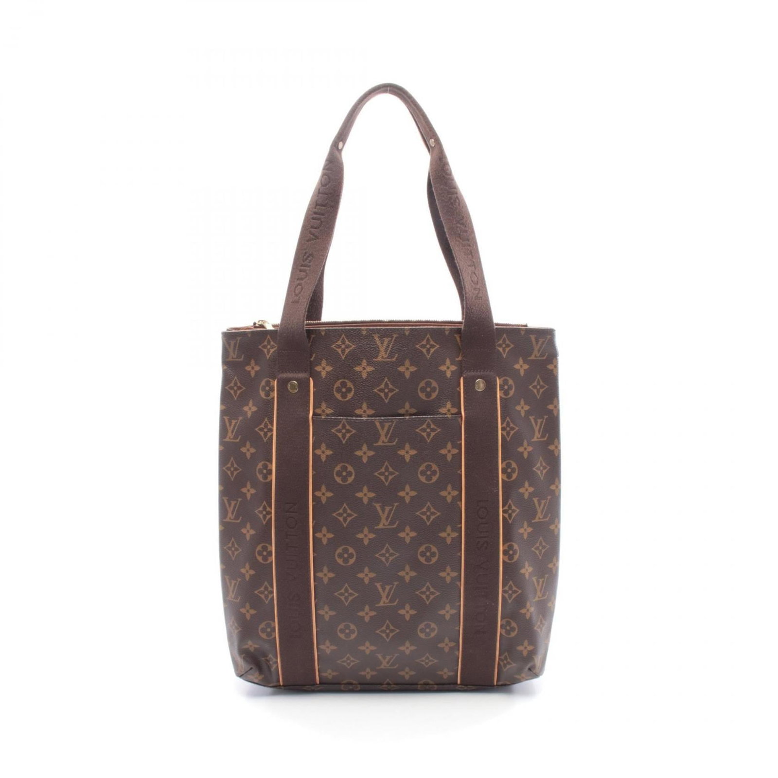 Louis Vuitton Coated Canvas Tote Bag in Leather: Louis Vuitton Coated Canvas Tote Bag in Leather A timeless piece from the iconic Louis Vuitton brand, this brown leather-coated canvas tote bag boasts the signature monogram pattern and exudes classic