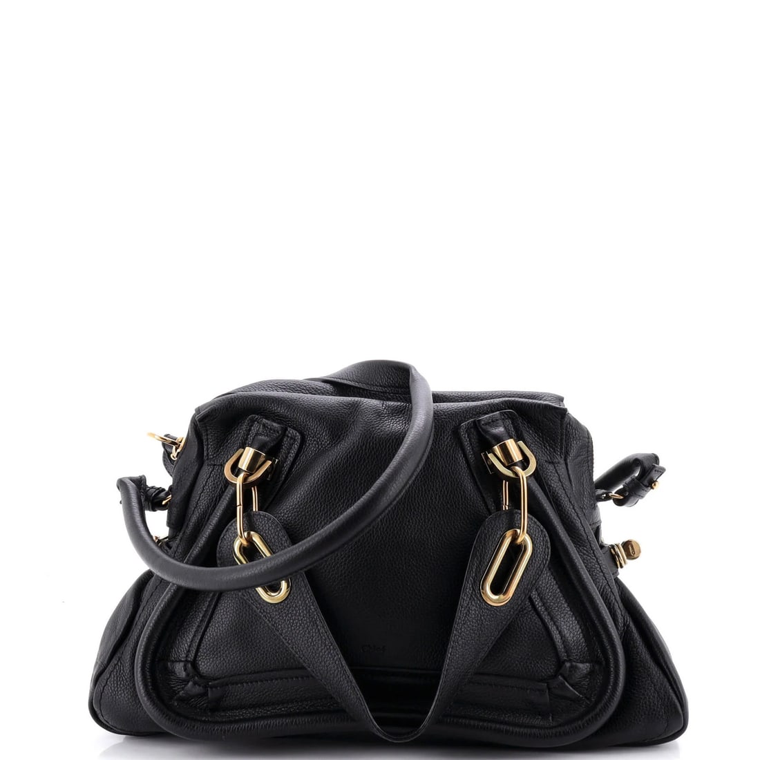 Chloe Paraty Medium Leather Top Handle Bag: Chloe Paraty Medium Leather Top Handle Bag The Chloe Paraty Medium Leather Top Handle Bag is a timeless and sophisticated satchel, boasting rich black leather exterior with gold hardware and a classic