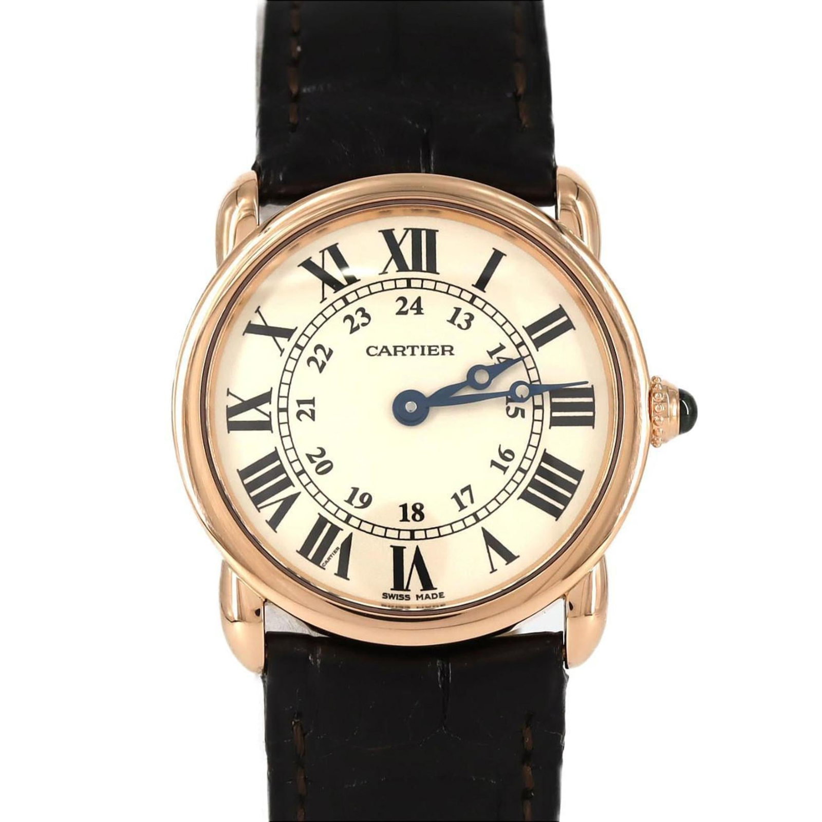 Wristwatch Cartier: Wristwatch Cartier A stunning Cartier wristwatch in pink gold, boasting a sleek 29mm case and silver dial, adds a touch of timeless elegance to any outfit. With its rose gold details and subtle scratc