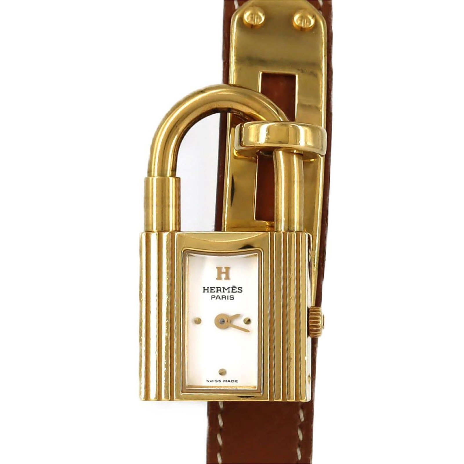 Wristwatch Hermes: Wristwatch Hermes A stunning gold-plated Hermes wristwatch, with its sleek 20mm case and crisp white dial, exudes timeless elegance. With only minor signs of wear, this pre-owned timepiece still shine