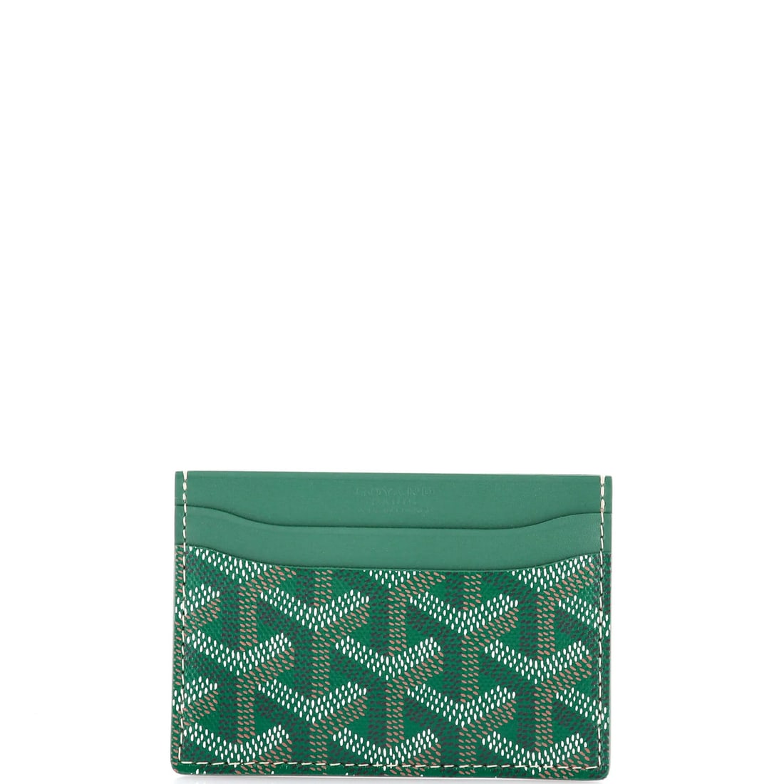 Goyard Saint Sulpice Card Holder in Coated Canvas: Goyard Saint Sulpice Card Holder in Coated Canvas The Goyard Saint Sulpice Card Holder in Coated Canvas is a timeless and stylish accessory that combines the brand's iconic green color with high-quali