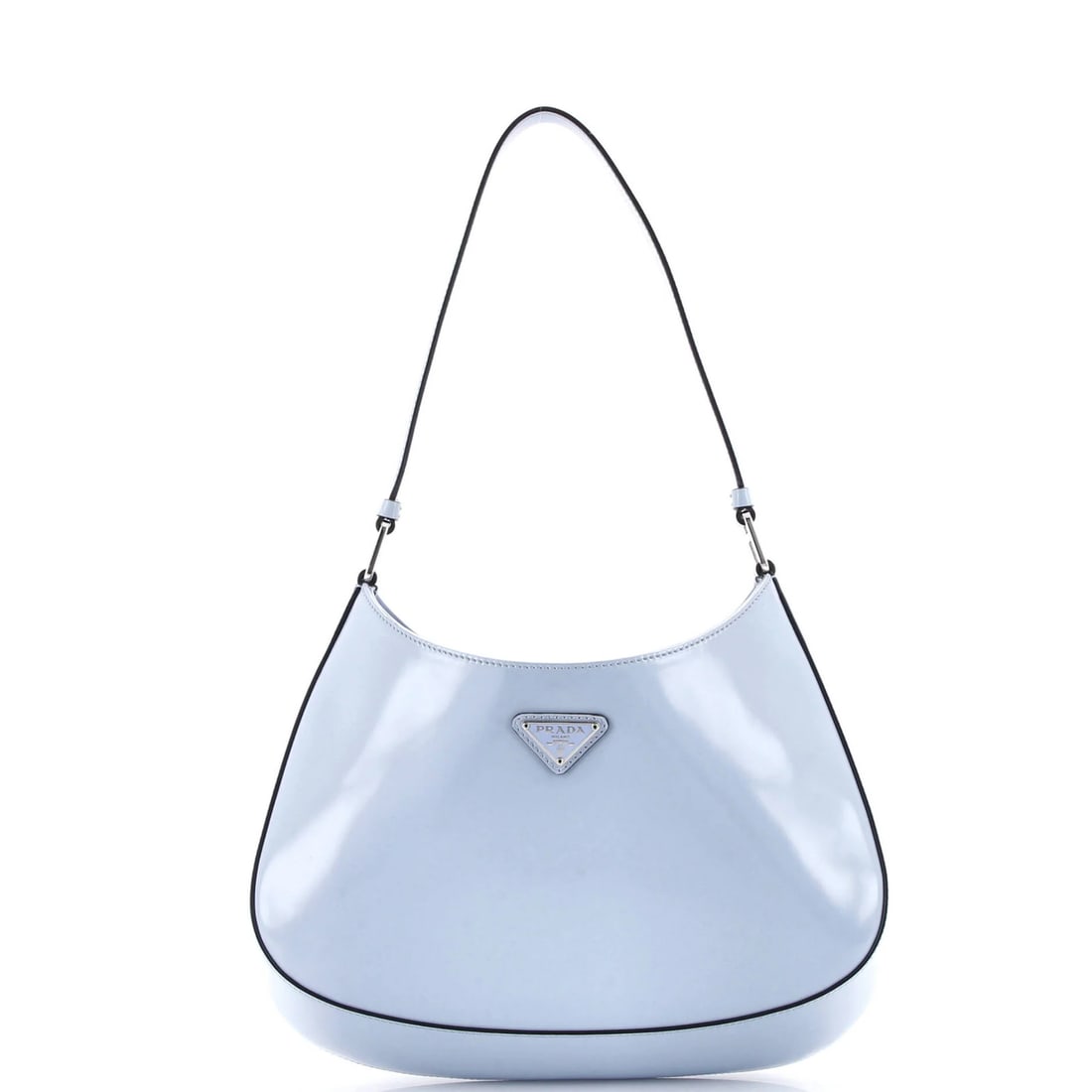 Prada Cleo Medium Spazzolato Leather Shoulder Bag: Prada Cleo Medium Spazzolato Leather Shoulder Bag The Prada Cleo Medium Spazzolato Leather Shoulder Bag is a stunning piece of luxury fashion, boasting sleek patent leather exterior in a beautiful
