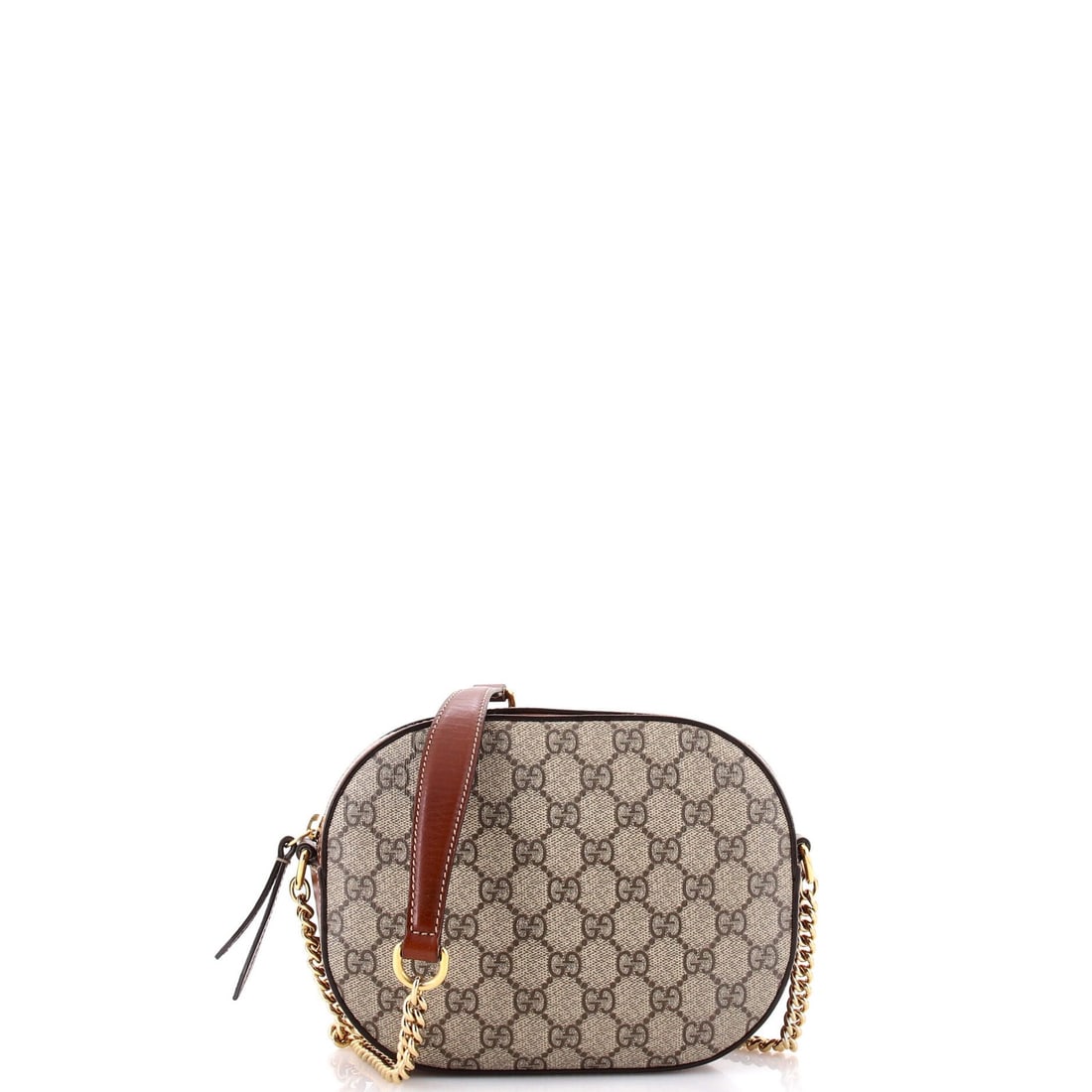 Gucci Mini Chain Crossbody Bag in GG Coated Canvas and Leather: Gucci Mini Chain Crossbody Bag in GG Coated Canvas and Leather For the fashionista on-the-go, the Gucci Mini Chain Crossbody Bag is a stylish and practical accessory that combines sleek design with du