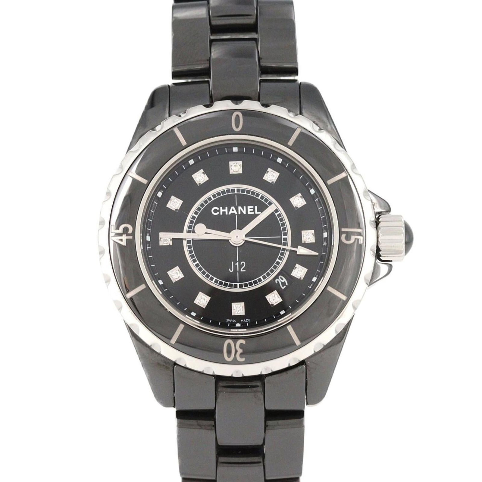 Wristwatch Chanel: Wristwatch Chanel A sleek and sophisticated Chanel wristwatch, crafted from durable ceramic materials that exude luxury and elegance. With its classic design and timeless style, this black dial watch