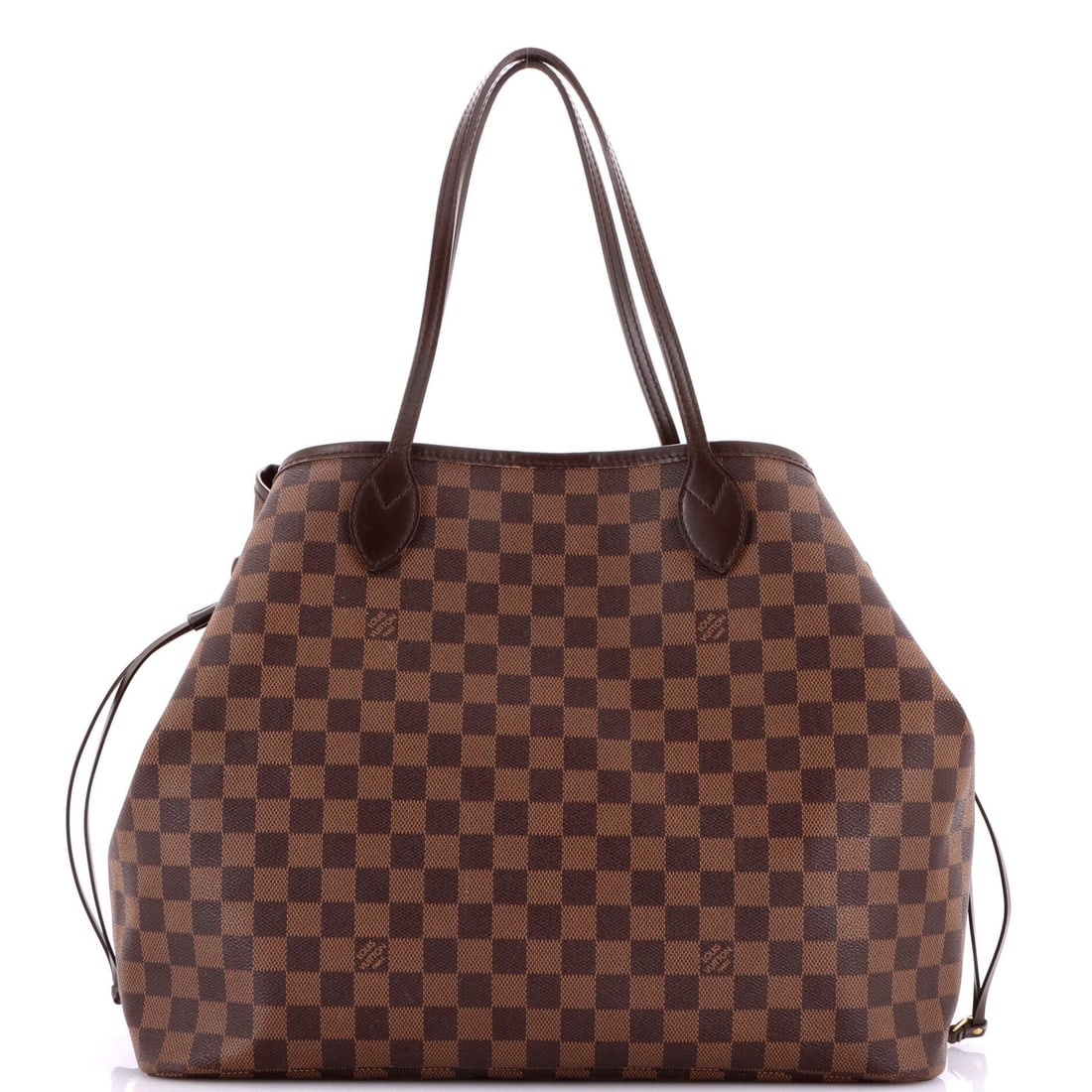 Louis Vuitton Neverfull Tote in Damier GM: Louis Vuitton Neverfull Tote in Damier GM The iconic Louis Vuitton Neverfull Tote in Damier GM is a timeless classic, boasting its signature brown canvas exterior and stylish gold hardware. With its s