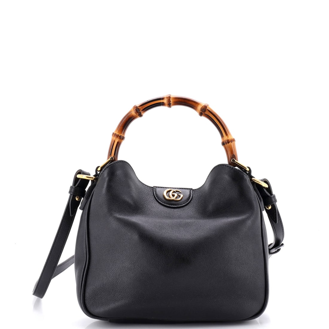 Gucci Diana NM Bamboo Leather Small Shoulder Bag: Gucci Diana NM Bamboo Leather Small Shoulder Bag The Gucci Diana NM Bamboo Leather Small Shoulder Bag is a stylish and practical accessory that exudes luxury. With its sleek black exterior, gold hardw