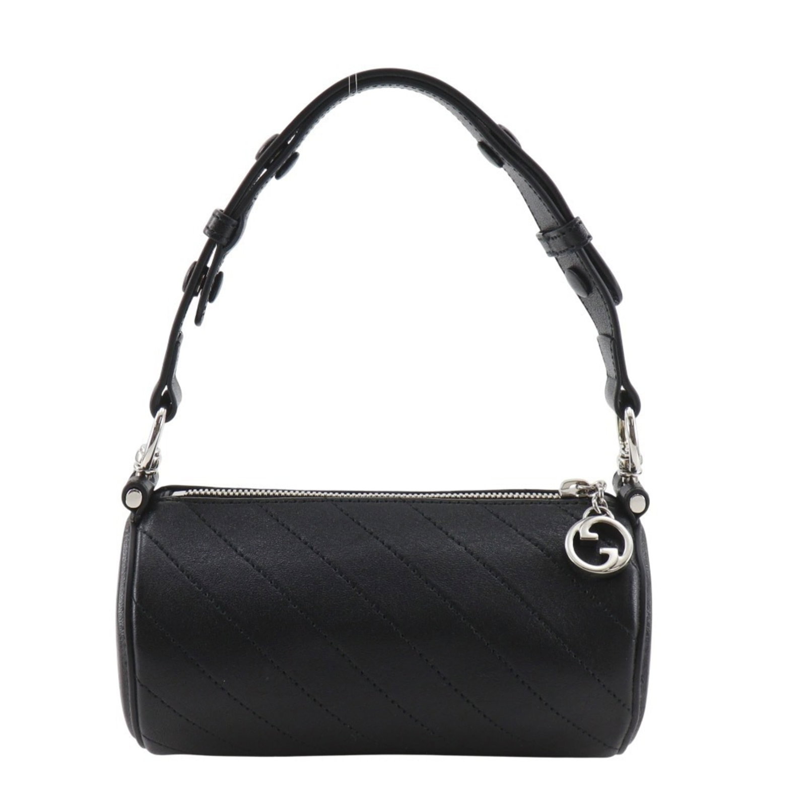 Gucci Leather Shoulder Bag: Gucci Leather Shoulder Bag Experience the timeless elegance of Gucci with this stunning black leather shoulder bag, boasting a sleek zipper closure and adjustable strap drop for effortless style. In m