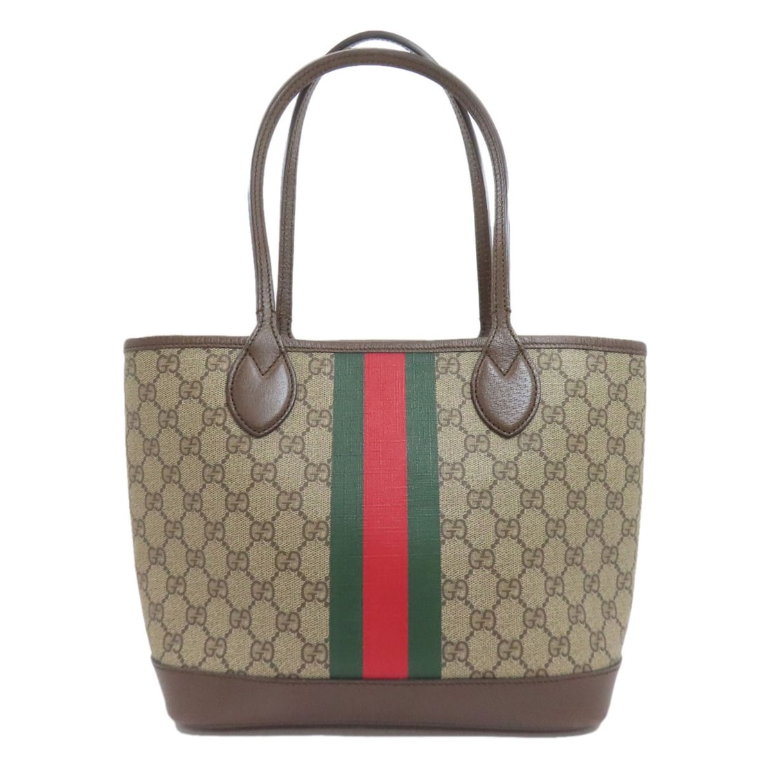 Gucci Ophidia GG Supreme PVC Handbag: Gucci Ophidia GG Supreme PVC Handbag The Gucci Ophidia GG Supreme PVC Handbag is a statement piece, boasting the iconic interlocking GG logo in bold brown PVC. This stylish handbag exudes luxury with