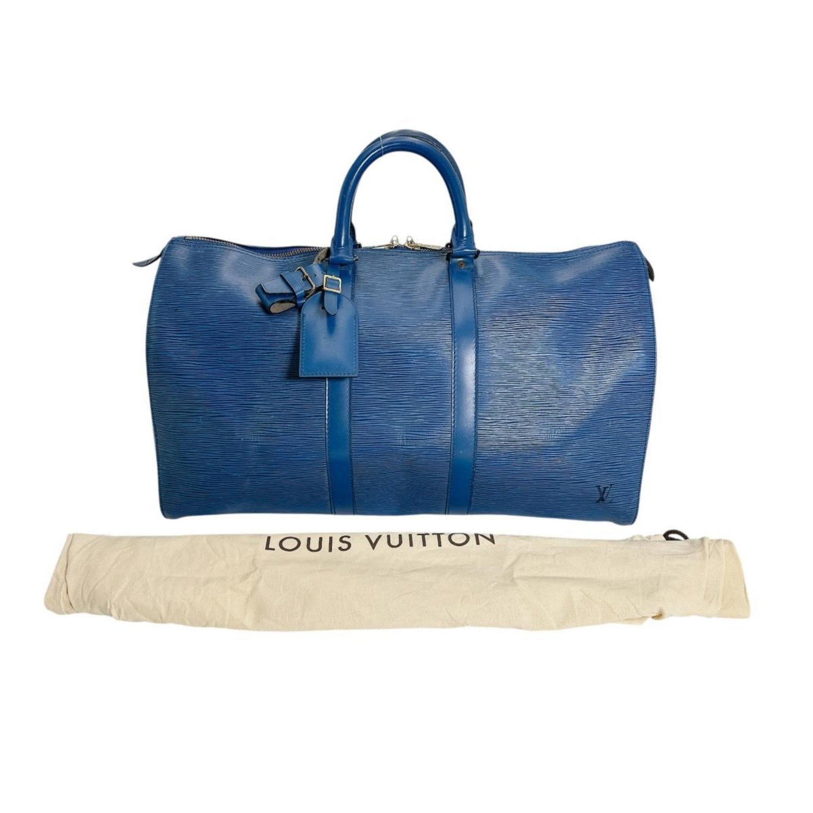 Louis Vuitton Boston Bag - Epi Leather: Louis Vuitton Boston Bag - Epi Leather A timeless piece from the iconic Louis Vuitton, this Epi Leather Boston Bag boasts classic style with a touch of sophistication. Its Toledo Blue hue and rich lea