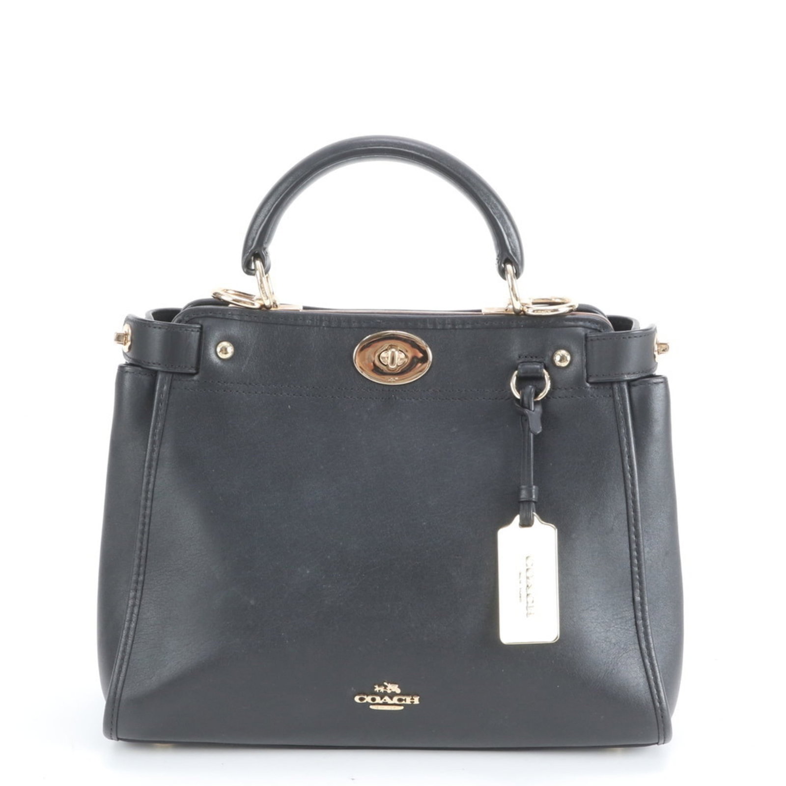 Coach Leather Handbag: Coach Leather Handbag A timeless Coach leather handbag in sleek black, perfect for adding an air of sophistication to any outfit. With its classic design and high-quality materials, this pre-loved bag