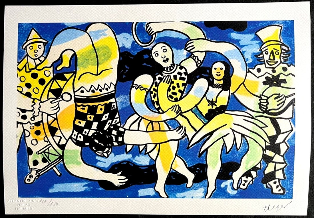 Stamp Fernand Lger "Circus" Lithograph Numbered Signature: Stamp Fernand Lger "Circus" Lithograph Numbered Signature A rare and striking lithograph by Fernand Leger, "Circus" is a masterpiece of early 20th-century art, featuring the artist's signature style w