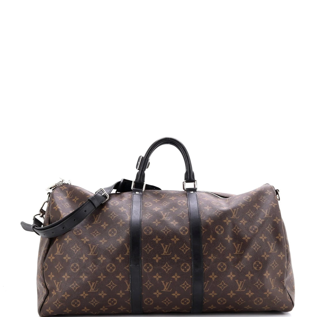 Louis Vuitton 55" Monogram Canvas Keepall Bandouliere Bag: Louis Vuitton 55" Monogram Canvas Keepall Bandouliere Bag Experience the timeless elegance of Louis Vuitton with this stunning 55" Monogram Canvas Keepall Bandouliere Bag, boasting iconic Macassar mon