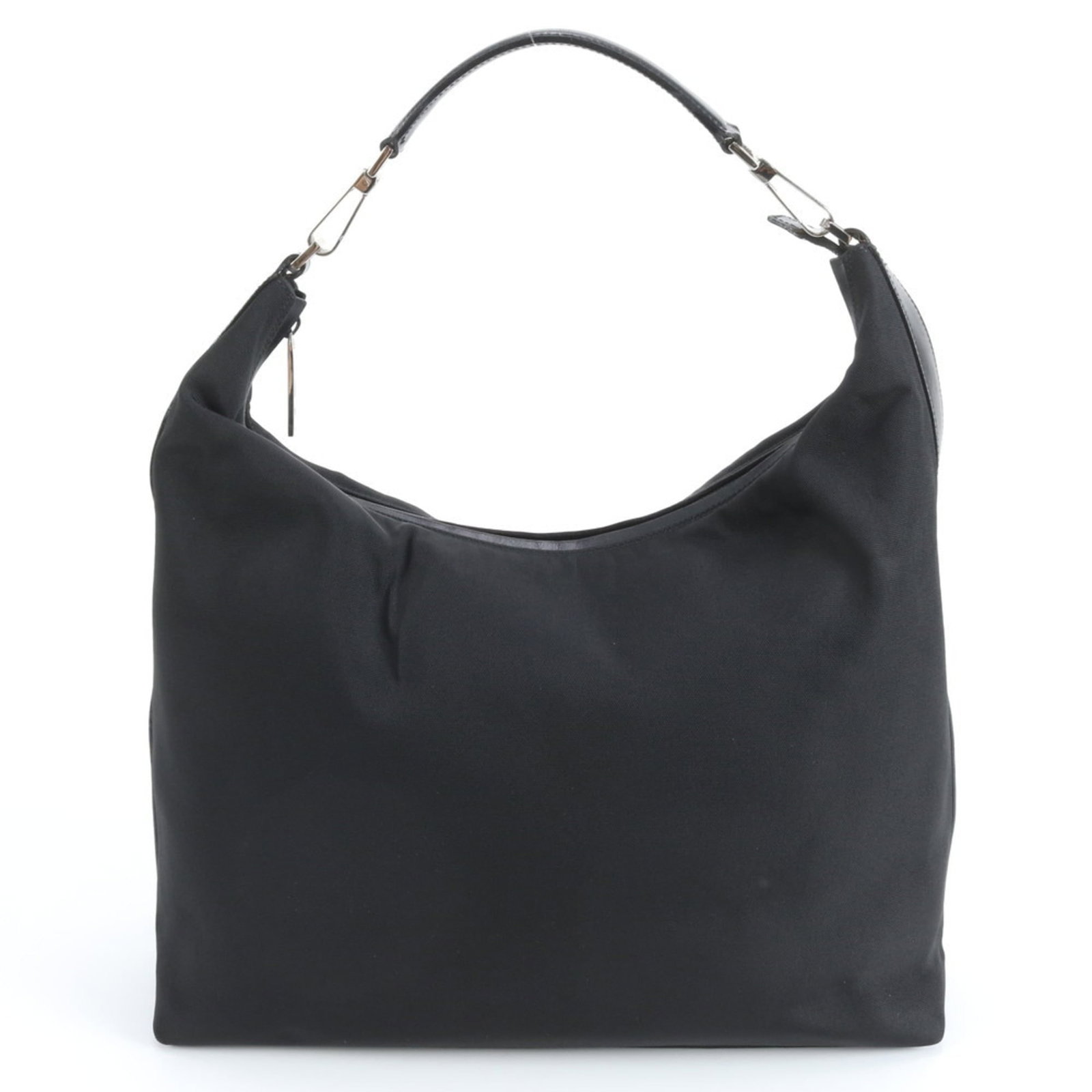 Gucci Nylon and Leather Shoulder Bag: Gucci Nylon and Leather Shoulder Bag Elevate your everyday style with the iconic Gucci Nylon and Leather Shoulder Bag, boasting a sleek black design that exudes luxury and sophistication. Crafted