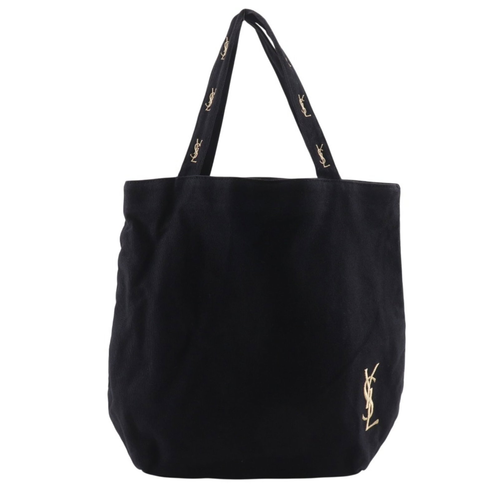 Yves Saint Laurent Eco Canvas Tote Bag: Yves Saint Laurent Eco Canvas Tote Bag A timeless and eco-friendly tote bag from Yves Saint Laurent, crafted from durable canvas and boasting a sleek black finish. With its classic design and sustaina