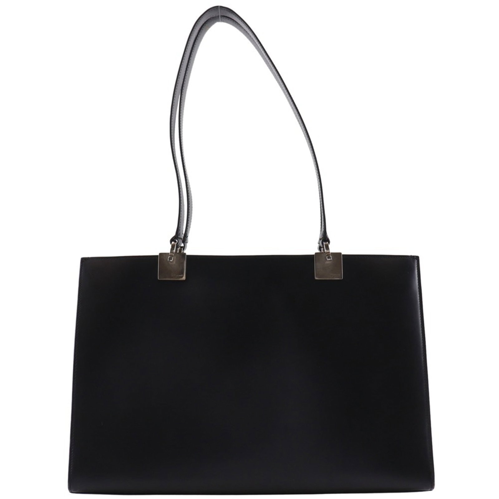 Salvatore Ferragamo Leather Tote Bag: Salvatore Ferragamo Leather Tote Bag A timeless and sophisticated Salvatore Ferragamo leather tote bag, crafted from rich calfskin and boasting a sleek black finish, adds an air of elegance to any