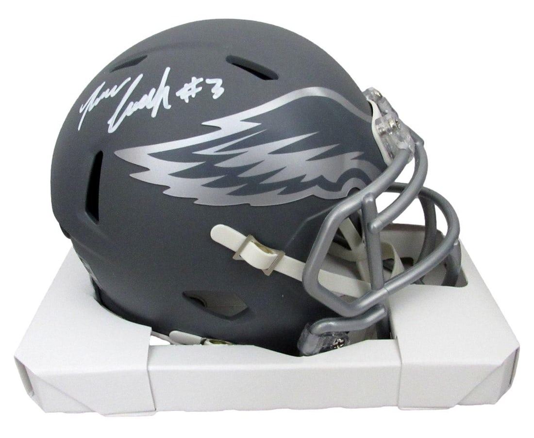 193468 Nolan Smith Signed/ Auto Slate Mini Football Helmet Eagles JSA: 193468 Nolan Smith Signed/ Auto Slate Mini Football Helmet Eagles JSA Get ready to relive the gridiron glory of the 1930s with this rare and authentic Nolan Smith signed mini football helmet, proudly