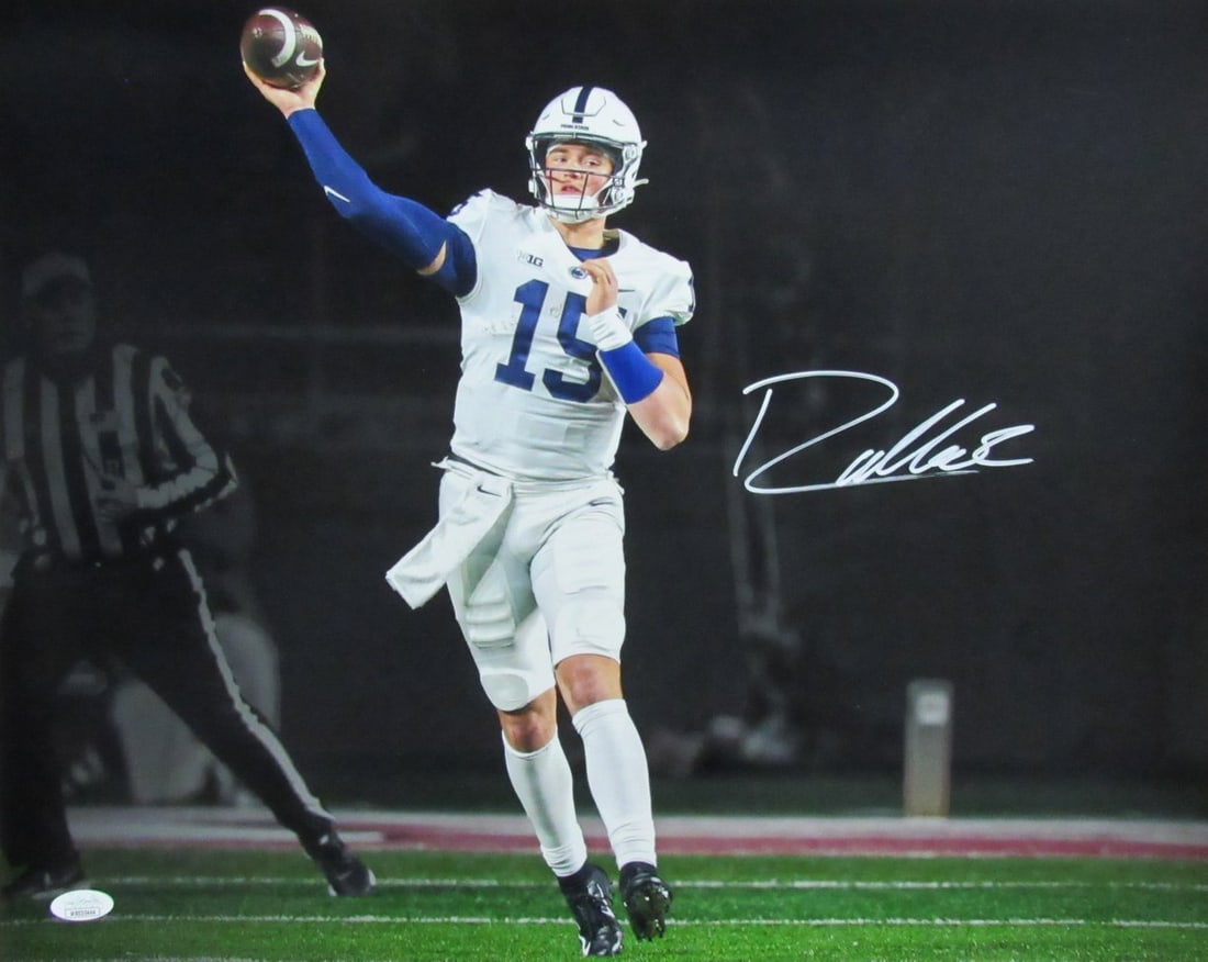Drew Allar Autographed 16x20 Penn State Photo (JSA 182889): Drew Allar Autographed 16x20 Penn State Photo (JSA 182889) Get ready to relive the glory days of Penn State football with this authentic, Drew Allar-autographed 16x20 photo. Officially authenticated b
