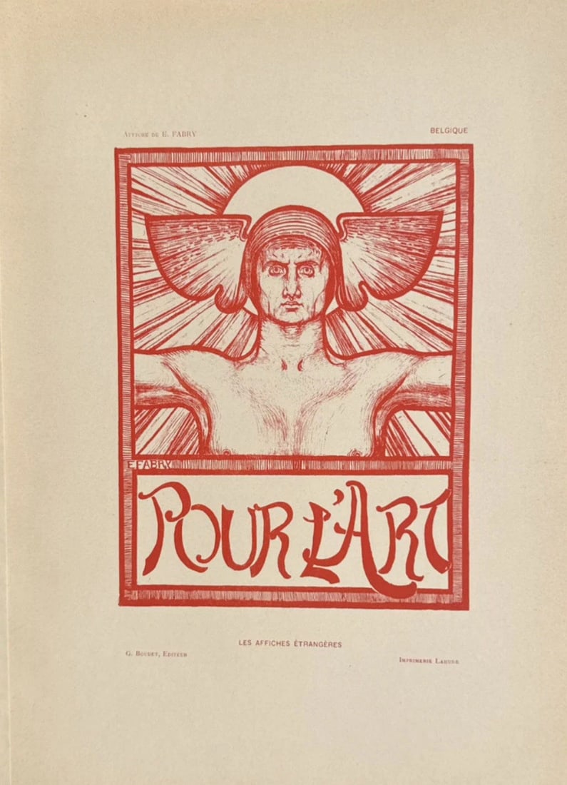 1897 Original Vintage Poster Pour L'Art By Fabry For Affiches Etrangeres: 1897 Original Vintage Poster Pour L'Art By Fabry For Affiches Etrangeres Experience the elegance of Art Nouveau in this stunning 1897 vintage poster, 'Pour L'Art By Fabry For Affiches Etrangeres'. Cre