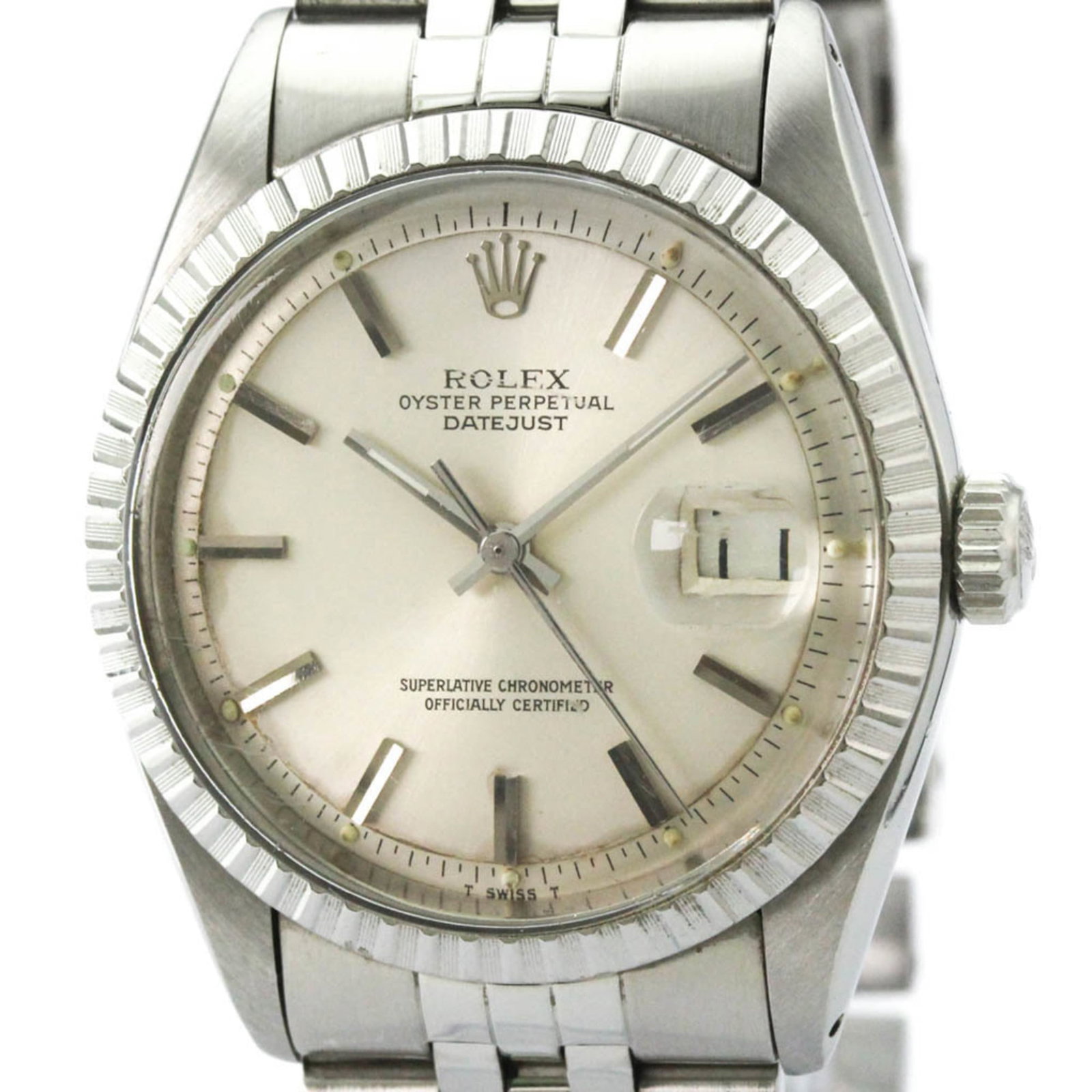 Wristwatch Rolex: Wristwatch Rolex A pre-owned Rolex wristwatch in excellent condition, with its sleek silver dial and stainless steel band evoking the classic style of a timeless dress watch. With a 36mm case diameter