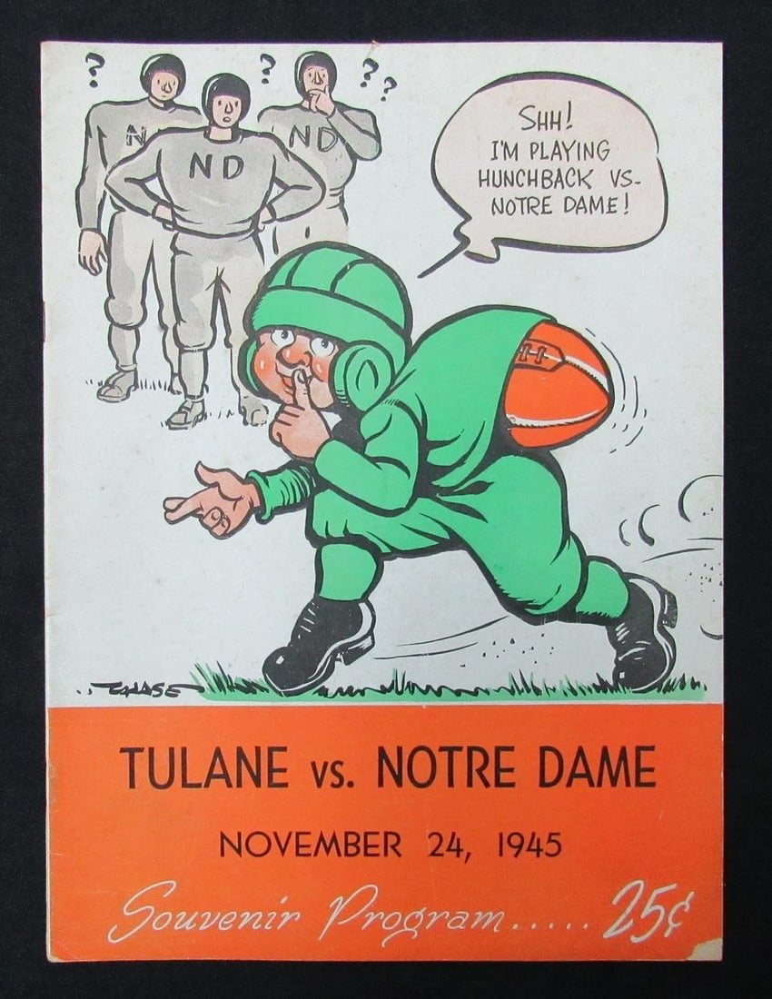 185885 11/ 24/ 1945 Tulane vs. Notre Dame College Program: 185885 11/ 24/ 1945 Tulane vs. Notre Dame College Program Rarity alert! Score the original 1945 Tulane vs. Notre Dame College football program, a true piece of sports history from one of the most icon