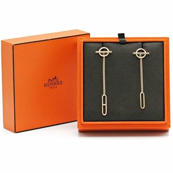Box Hermes Echappee Asymmetry 18k Rose Gold Long Dangle Drop Swing Earrings with: Box Hermes Echappee Asymmetry 18k Rose Gold Long Dangle Drop Swing Earrings with Elevate your elegance with the exquisite Hermes Echappee Asymmetry 18k Rose Gold Long Dangle Drop Swing Earrings, exper