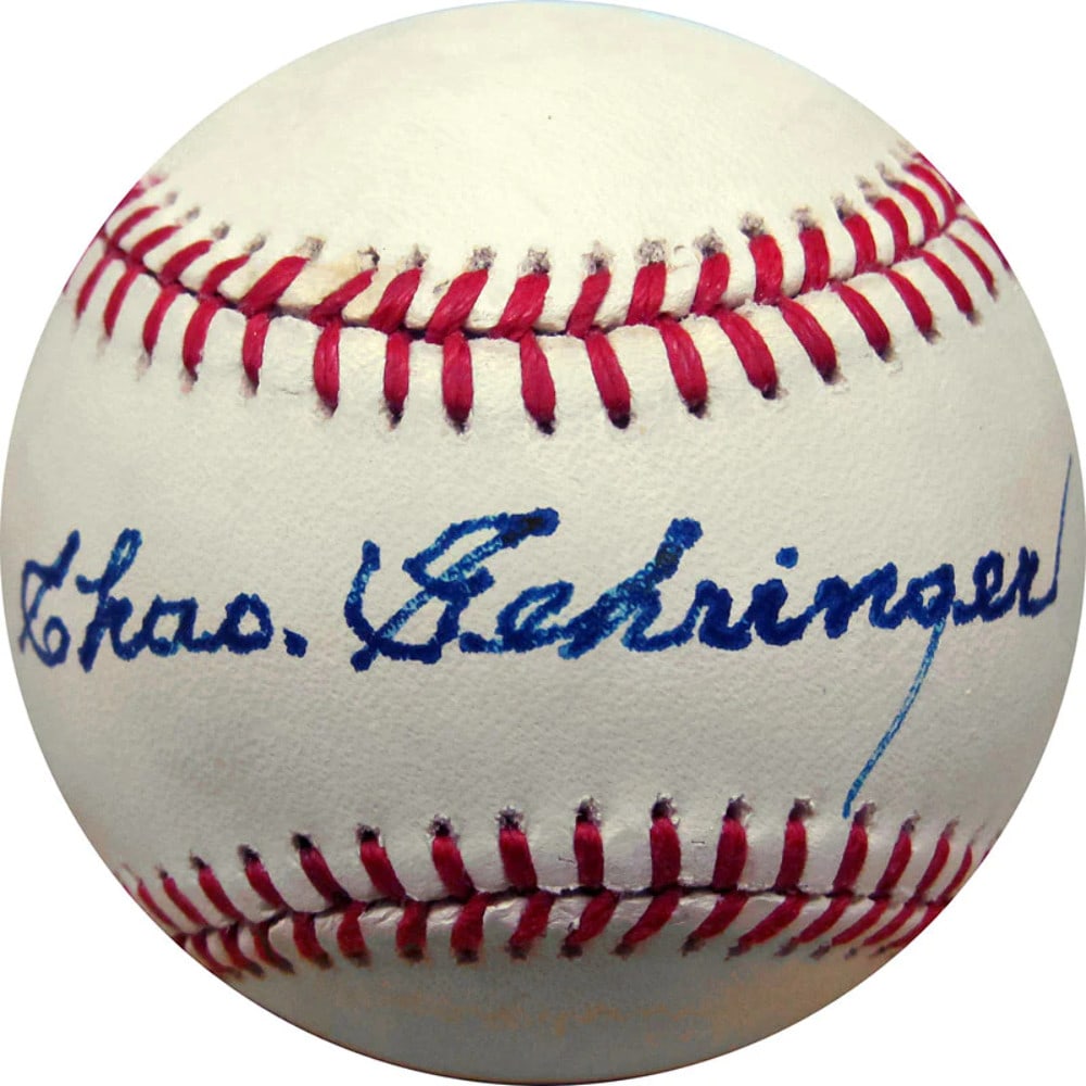 Baseball Chas Gehringer Autographed: Baseball Chas Gehringer Autographed Meet the legendary Chas Gehringer, one of baseball's greatest second basemen, and take home this incredible autographed baseball signed in blue pen by the Hall of F