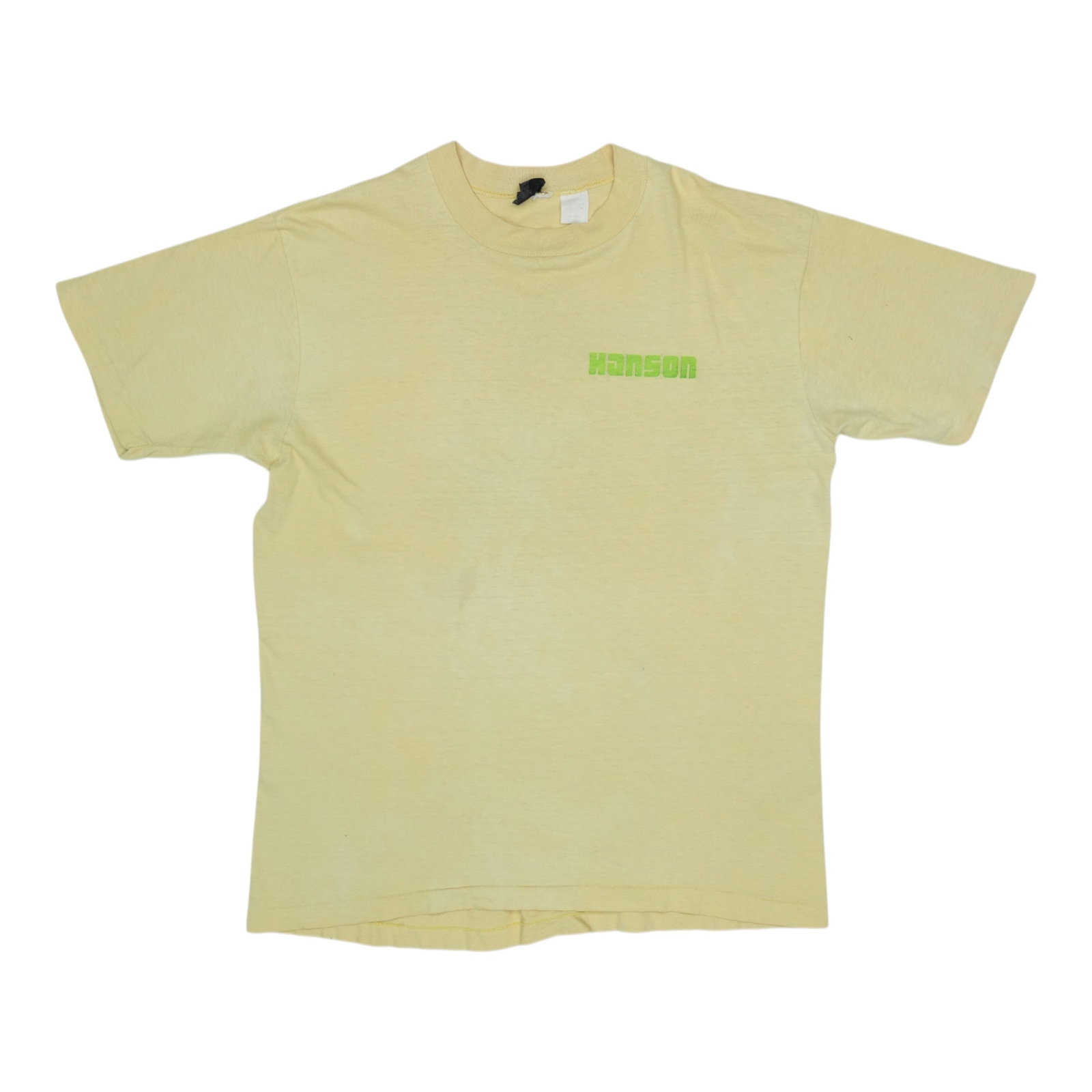 Shirt 1970s Hanson Ski Boots: Shirt 1970s Hanson Ski Boots Score big with this vintage Hanson Ski Boots Shirt from the 1970s! With its bold front and back graphics, bright yellow color, and extra-large fit, this retro tee is sure