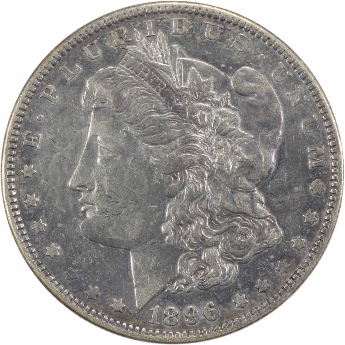 Uncertified 1896-O Morgan Silver Dollar EF: Uncertified 1896-O Morgan Silver Dollar EF A rare and highly sought-after 1896-O Morgan Silver Dollar, certified as circulated with an exceptional EF grade, boasts the iconic Reeded Edge and the disti