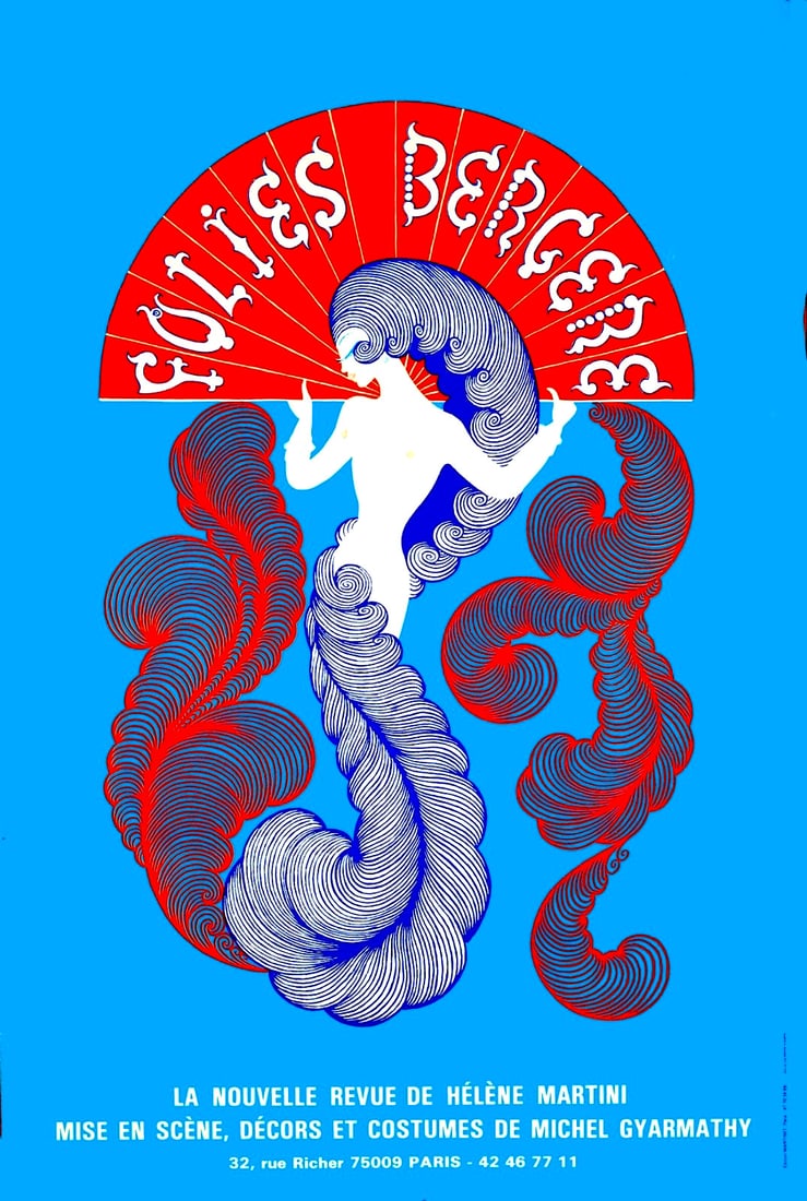 Ert Folies Bergre La Nouvelle Revue Martinet, 1970s Serigraph #3959: Ert Folies Bergre La Nouvelle Revue Martinet, 1970s Serigraph #3959 Experience the opulence of Parisian cabaret in this stunning 1970s serigraph by ERTE, one of the most iconic artists of the 20th cen