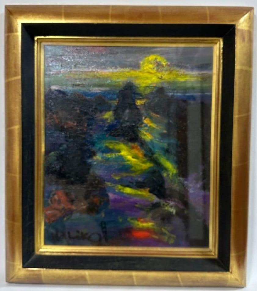 Nahiko Tsukigata Signed 1991 Blue Sea Oil Painting - Japanese Modern Art: Nahiko Tsukigata Signed 1991 Blue Sea Oil Painting - Japanese Modern Art Experience the serene beauty of Nahiko Tsukigata's 1991 masterpiece, 'Blue Sea', a stunning oil painting that embodies the esse