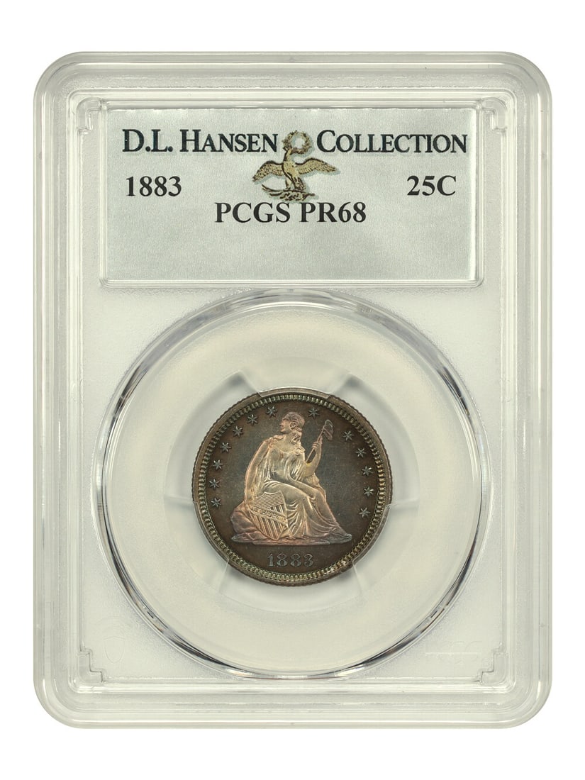 1883 25c PCGS PR68: 1883 25c PCGS PR68 A stunning example of American numismatics, this 1883 25c PCGS PR68 is a true treasure for collectors. Certified by the prestigious Professional Coin Grading Service (PCGS) and grad